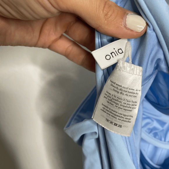 ONIA Elena Halter One Piece Swimsuit light blue underwire full coverage wrap XL - Picture 9 of 10